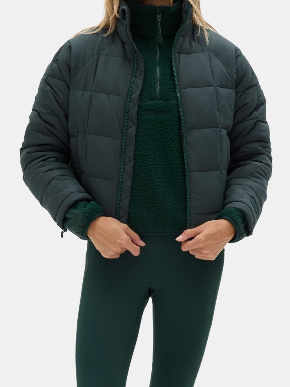 NWT HALFDAYS NELLIE packable quilted puffer in Alpine Green size M